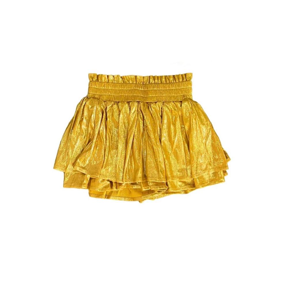 NEW TWEENSTYLE girl's shimmer plisse skort in gold